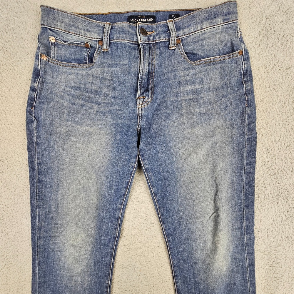 Lucky Brand 121 Slim Jeans Mens 33x31 Medium Wash Blue Stretch Denim Pants - Picture 2 of 9